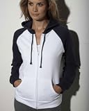 Ladies 7.5 oz. Cotton Fleece Two-Tone Raglan Hooded Zip Sweatshirt