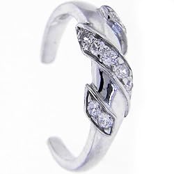 925 Sterling Silver Cubic Zirconia Twist Adjustable Toe Ring