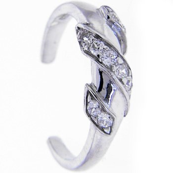 925 Sterling Silver Cubic Zirconia TWIST Adjustable Toe Ring