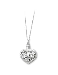 Sterling Silver Antiqued Heart Remembrance Ash Holder 18in Necklace