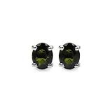 0.75 Carat Genuine Green Tourmaline Sterling Silver Stud Earrings