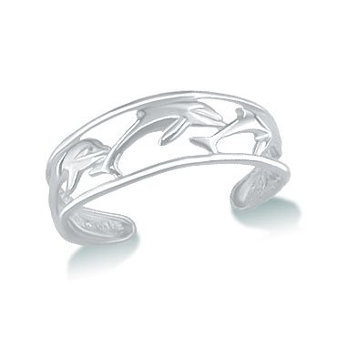 Dolphin Toe Ring - 14K White Gold