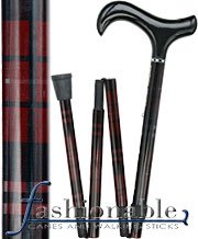 Carbon Fiber Plaid Derby Walking Cane With Folding Adjustable Carbon Fiber Shaft