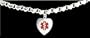 Sterling Silver Heart Shape Medical ID Charm Bracelet with Red Caduceus Medical Symbol