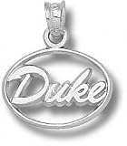 Duke Blue Devils Solid Sterling Silver Script ''DUKE'' 3/8'' Pendant