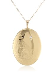 Gold Plated Silver Diamond Cut Footprints in the Sand Oval Locket Pendant Necklace, 18"