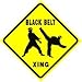 BLACK BELT CROSSING martial art karate sign