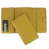 Yellow Italian Leather Checkbook Clutch Wallet