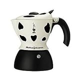 Bialetti Mukka Express 2-Cup Cow-Print Stovetop Cappuccino Maker, Black and White by Bialetti