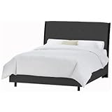 Tufted Headboard Black Microsuede Bed (King)