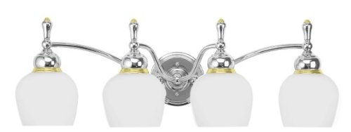 Moen 18012-16 Monticello Vanity, 4 Light, Opal White Glass with Brass and Chrome Finish