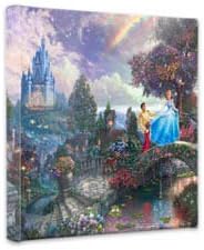 Thomas Kinkade Cinderella Wishes upon a Dream 14"x14"x1.5" canvas wrap