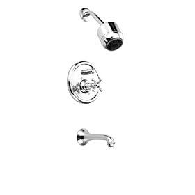 Jado 888/400/100 New Classic Pressure Balance Tub and Shower Set, Cross Handles, Polished Chrome