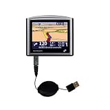 Produkt-Bild: Einziehbares USB Kabel f&uuml;r TomTom ONE Regional 22 mit Hot Sync und aufladen Einsatzm&ouml;glichkeiten - von Gomadic mit TipExchange Technology