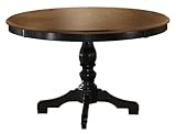 Hillsdale Embassy Round Pedestal Dining Table with 48-Inch Diameter Pattern Veneer Wood Top, Rubbed Black
