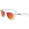 Oakley Frogskins Men's Limited Collector Editions Designer Sunglasses w/ Free B&F Heart Sticker - Polished White/Ruby Iridium