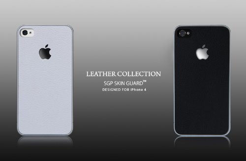 SPIGEN SGP SGP06769 Skin Guard Leather Black Set Package for Apple iPhone 4 - Retail Packaging - Black