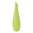 Handmade Terracotta Lime Green Vase with Beige Stripes