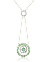 10k Yellow Gold Emerald and Diamond Circle Drop Pendant