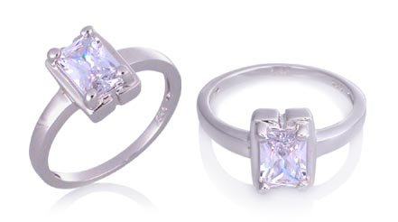 Radiant Cut White CZ Ring Sterling Silver