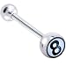 White and Black EIGHT BALL Logo Barbell Tongue Ring