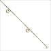 14k Yellow Gold, Dangling Hearts Charm Anklet with Lab Created Crystals.