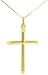 medium ribbed hollow tube gold cross (14K gold, with chain)