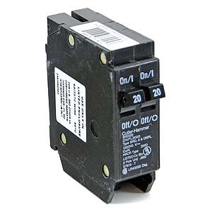Eaton Corporation Br2020 Single Pole Tandem Circuit Breaker, 120V, 2-20