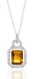 4.50 CARAT GENUINE CITRINE & DIAMOND 14K SQUARE PENDANT
