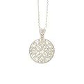 Sterling Silver Filigree Round Pendant Necklace - 16"