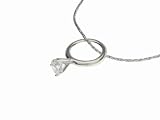 Sterling Silver CZ April Birthstone Ring Necklace with 18" Figaro Chain