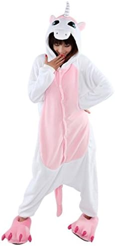 Newbetter Pink Unicorn Cartoon Animal Pajamas Cosplay Party Anime Costume Adult Sleepwear