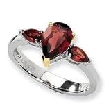 Sterling Silver & 14k Gold Garnet Ring (Sizes 6-8)