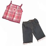 Bon Bebe - Cami and Denim Skimmer Pink Plaid Set, Available in Sizes 12 - 24 Months