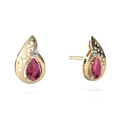 14K Yellow Gold Pear Filligree Earrings