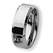 Beveled Edge Polished Faceted Tungsten Carbide Ring (8.0 mm) - Sizes 7-13