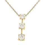 Ladies Past, Present and Future 3 Stone Round Graduated Diamond Pendant on Cable Chain Diamond 1.00cttw (available in 14Kt Yellow Or White Gold)