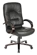Leather High Back Chair With Mahogany Finish Wood Base By Office Star