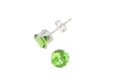 Sterling Silver 3mm Round CZ Fashion Birthstone Earring in 4 Prong Setting, August