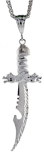 31AHGY3F23L Sterling Silver 3 5/16 85 mm Diamond Cut