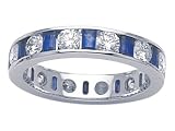 3.05 cts Genuine Sapphire Eternity Band - Platinum, 18kt White or Yellow Gold