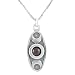 Double Sided Oval Triple Moon Pendant / Necklace with Rede Inscription in Sterling Silver with a Garnet Gemstone on an 18" Rhodium and Sterling Box Chain for Men or Women, #8129