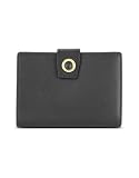 Mazzini Women's Genuine Italian Leather ID Snap Wallet Black