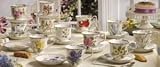 PRINTEMPS CUPS AND SAUCERS SET - PRINTEMPS COLLECTION 8 OUNCE DECAL PORCELAIN CUPS AND SAUCERS SET