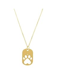 14K Yellow Gold Our Cause for Paws Dog Tag Necklace or Pendant
