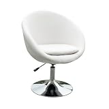 Barrel Adjustable Swivel Leisure Chair in White