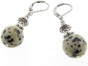 Orchid Cove Handcrafted Dalmatian Marble Earrings with Stainless Steel Leverback Earwires