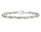 10k White Gold Diamond and Peridot Bracelet