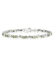 10k White Gold Diamond and Peridot Bracelet