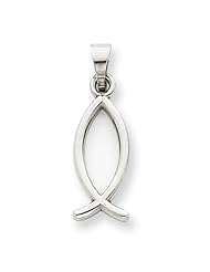14k White Gold Ichthys Polished Fish Charm